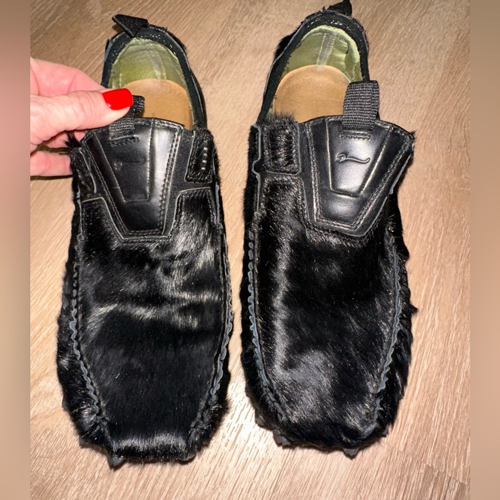 Black Pony Hair Slip-On Sneakers Men's 12 Furry Cosplay